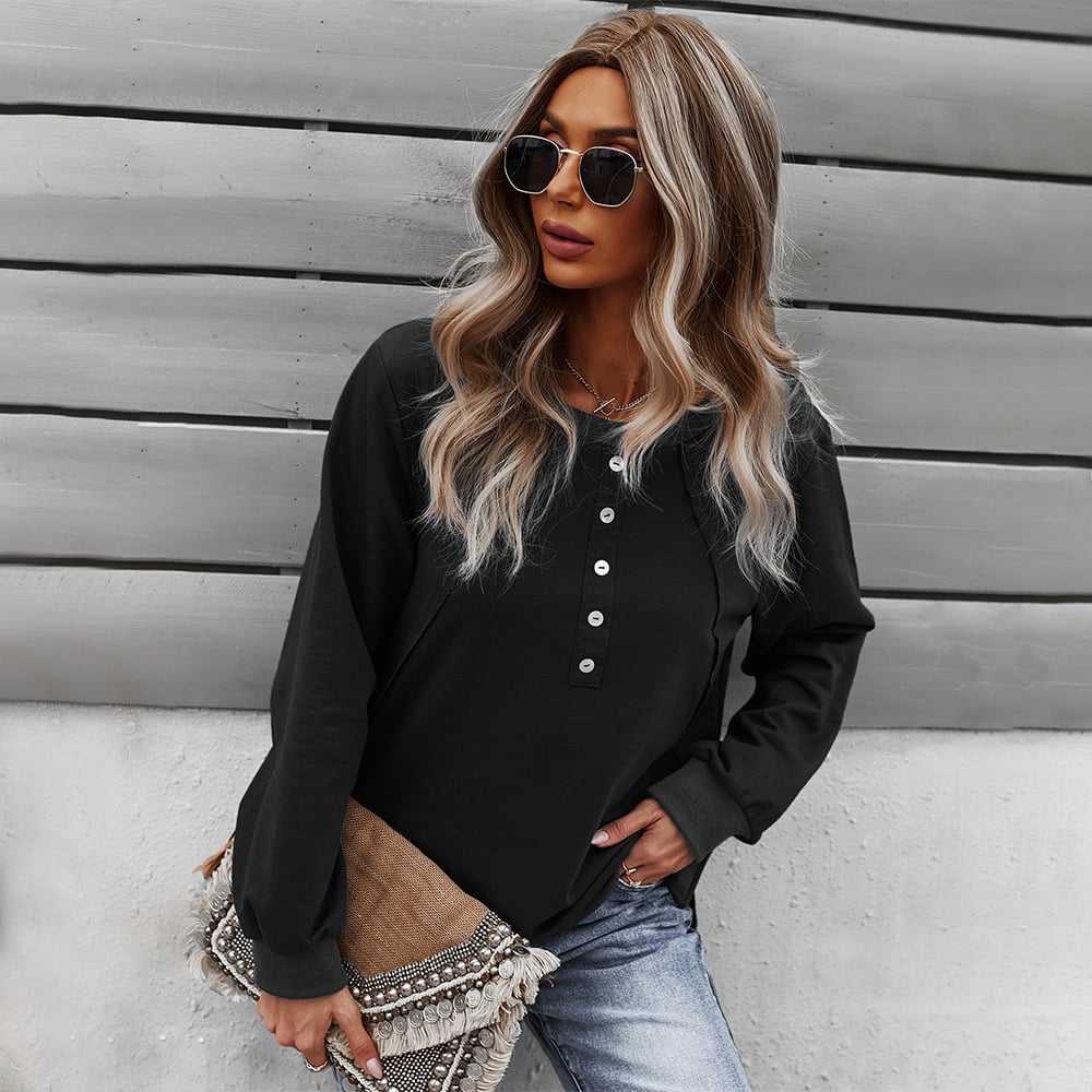 Women's Long-Sleeved Round Neck Pullover Sweater