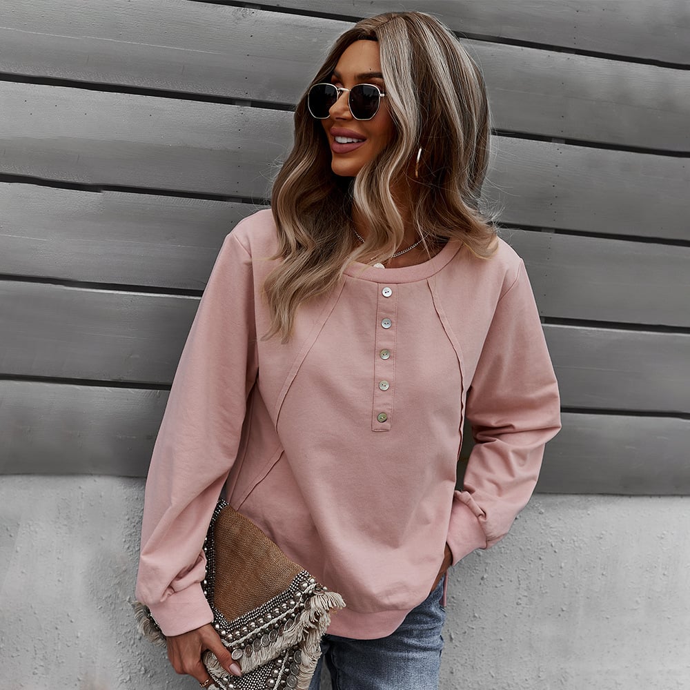 Women's Long-Sleeved Round Neck Pullover Sweater