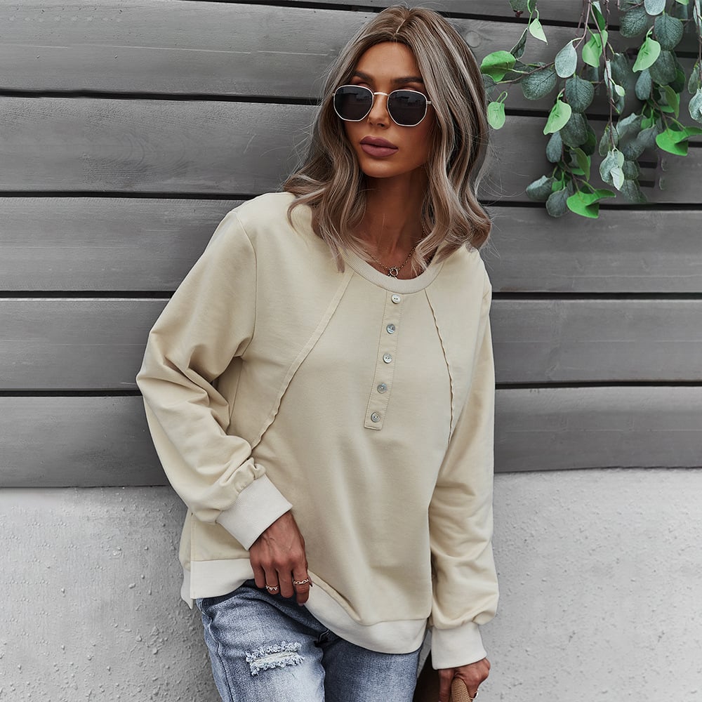 Women's Long-Sleeved Round Neck Pullover Sweater