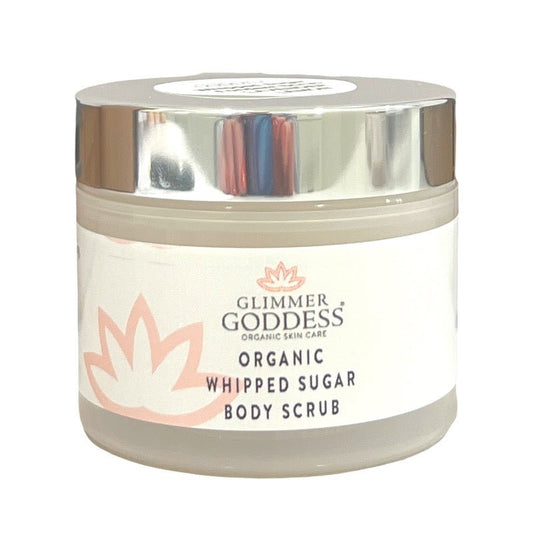 Organic Whipped Sugar Body Scrub 2 oz – Travel Size Crepey Skin Treatment & Exfoliator